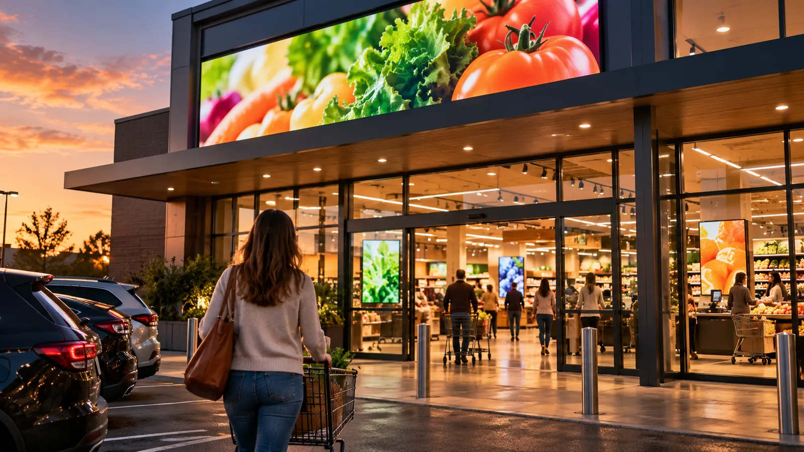 Do estacionamento ao caixa: onde o painel de LED no varejo influencia uma compra local