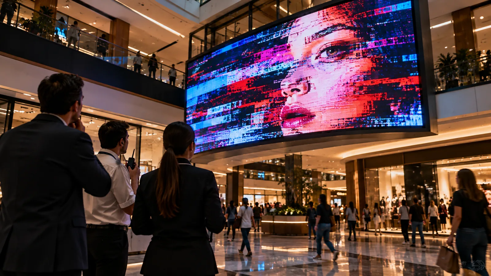 painel de LED conectado e segurança digital