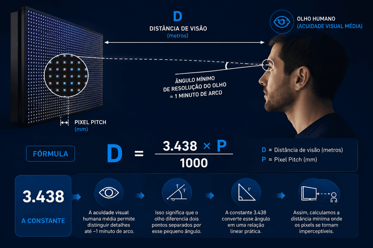 A fórmula distância mínima de visualizacao
