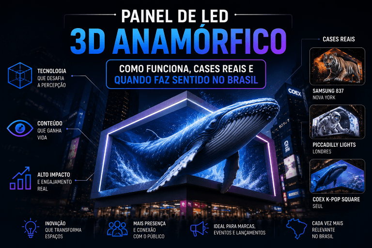 Painel de LED 3D Anamórfico: Como Funciona, Cases Reais e Quando Faz Sentido no Brasil