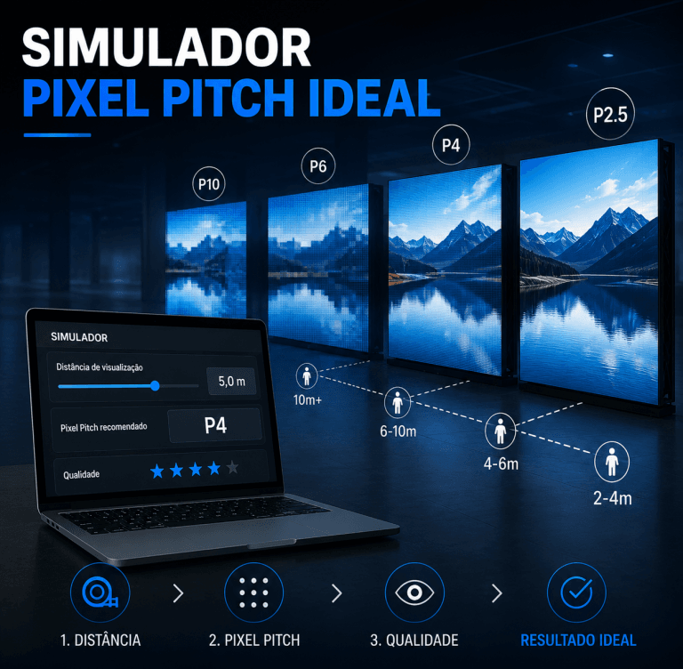 Simulador de Pixel Pitch Ideal para Painel de LED: Como Encontrar o Pitch Certo para Cada Instalação