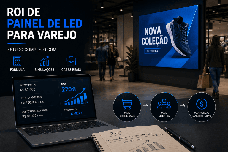 ROI de Painel de LED para Varejo: Estudo Completo com Fórmula, Simulações e Cases Reais