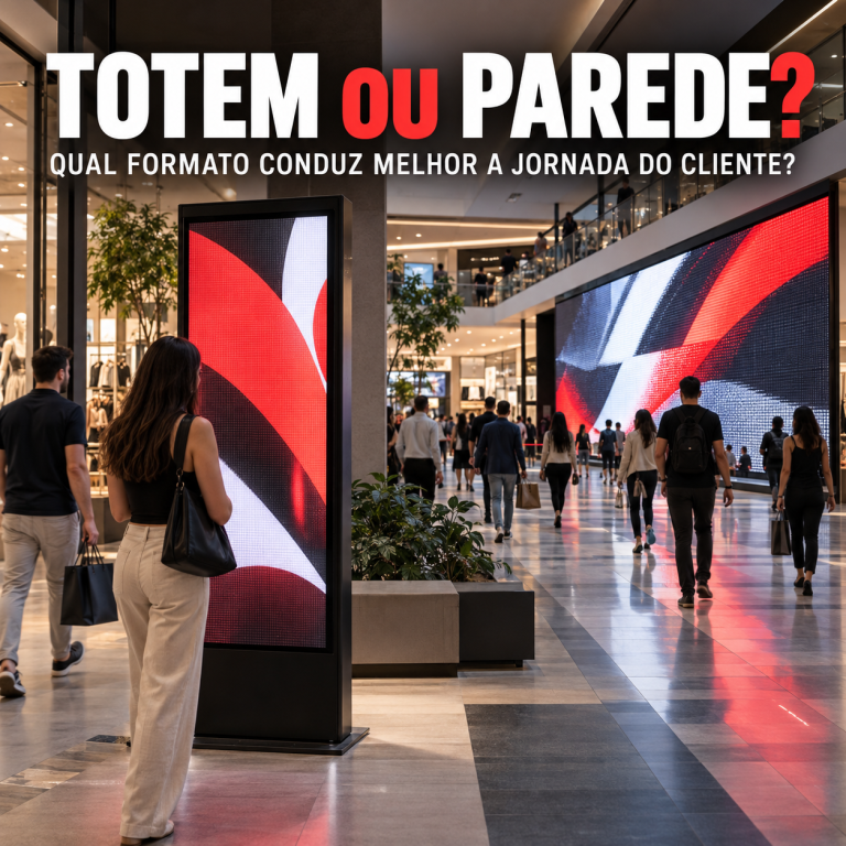 Totem ou parede de painel de LED: qual formato conduz melhor a jornada do cliente?