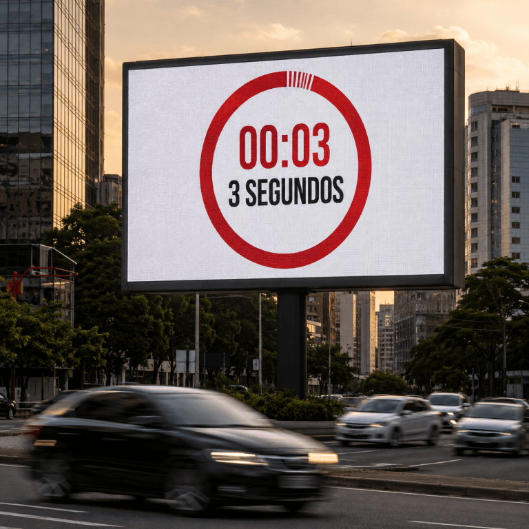 Publicidade de 3 segundos: o que precisa caber na mensagem de um painel de LED