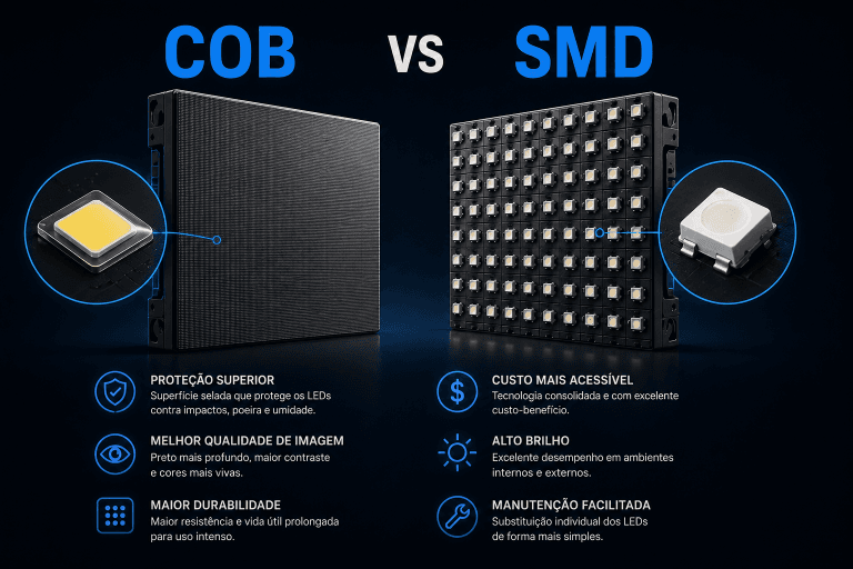COB vs SMD vs MIP LED: Guia Técnico Completo para em 2026