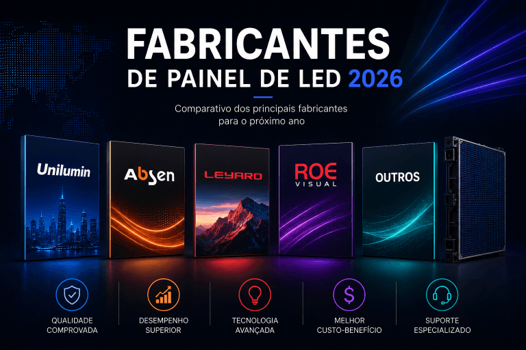 Comparativo Anual dos Fabricantes de Painel de LED 2026: Unilumin, Absen, Leyard, ROE Visual e Outros