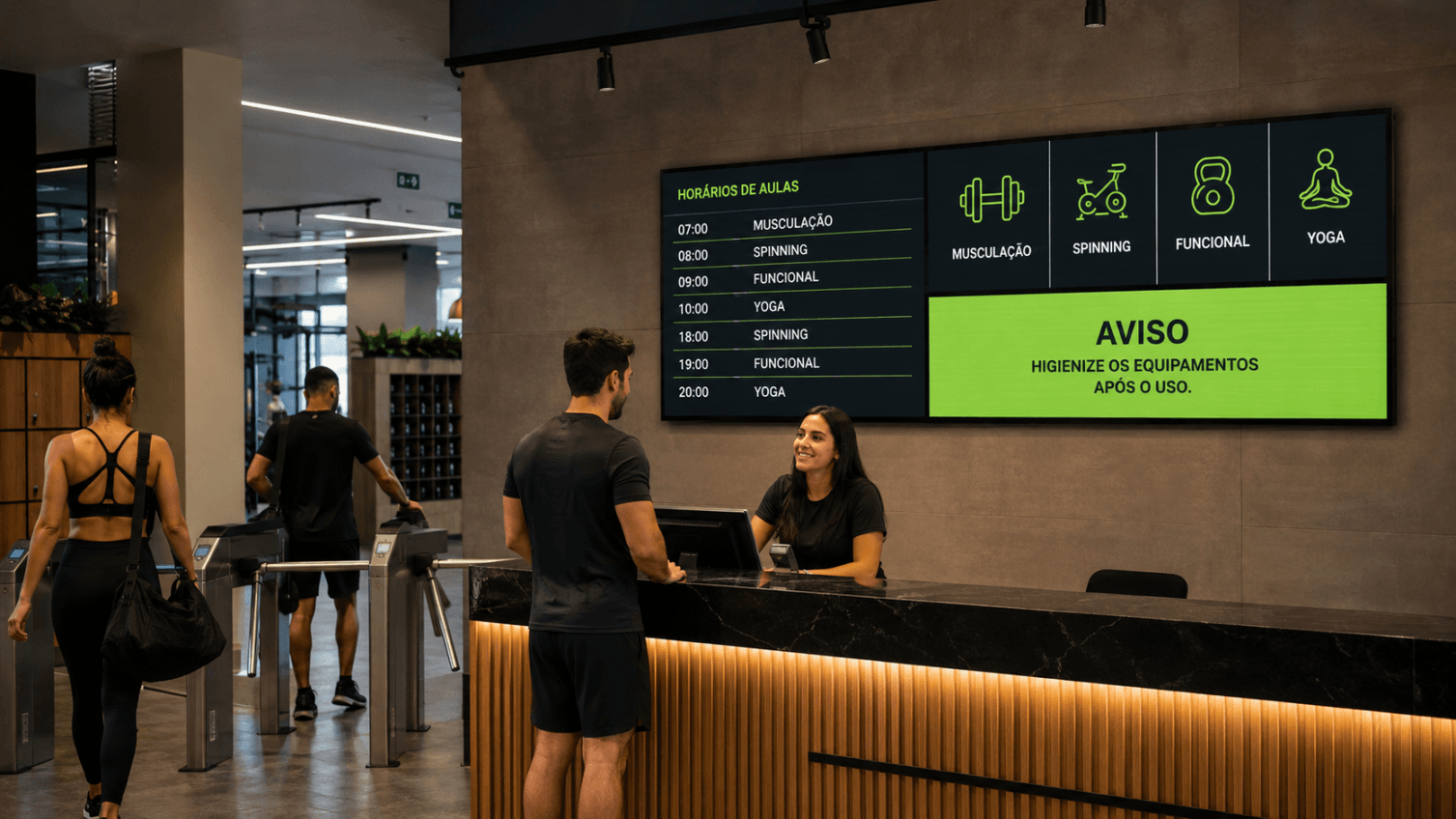 Painel de led para academias e recepções. 